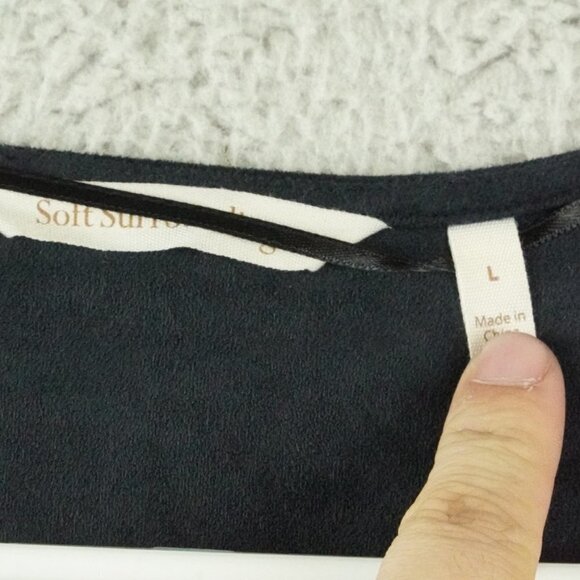 Soft Surroundings Ultra Soft Cardigan Womens Black Large Faux Suede Wrap - Picture 5 of 11